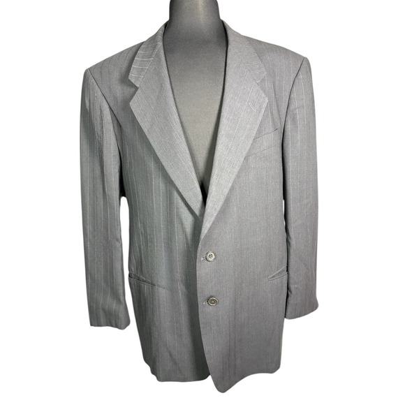 Mani By Giorgio Armani Blazer Mens 44R Grey Pinstripe Wool Suit Jacket Italy - Picture 1 of 7